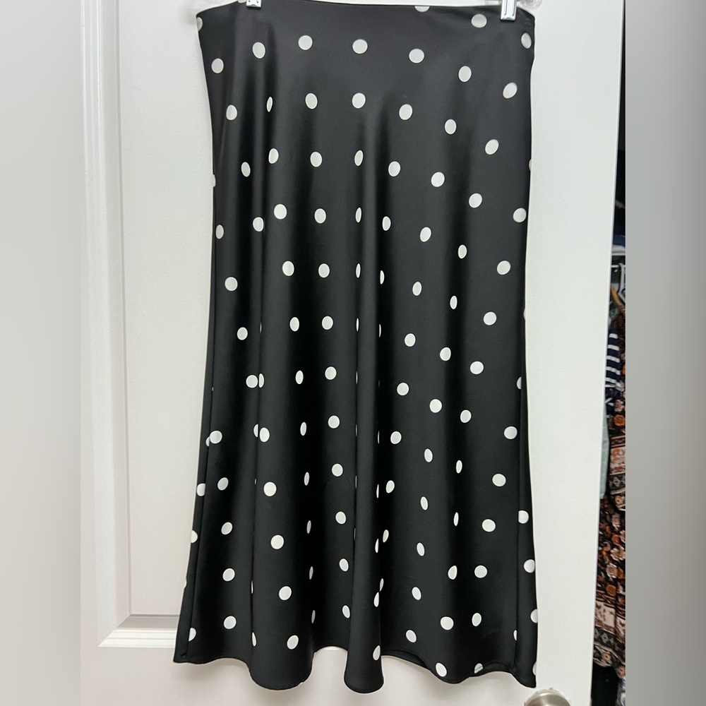 J Crew dot skirt size medium- black with white dots.